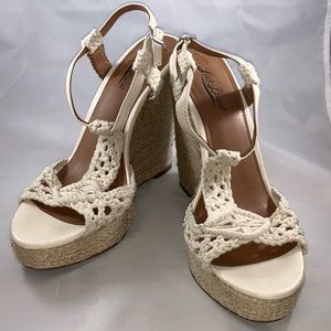Lucky Brand Rilo Off-White Crochet Wedges